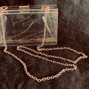 Transparent Clutch with Gold Chain